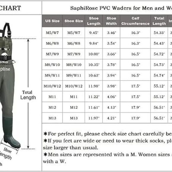 SaphiRose Unisex Black Nylon Waterproof Bootfoot Chest Wader Size M7/W9 SU253 - Picture 5 of 6
